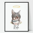 Custom Pet Memorial Watercolor Portrait Poster Pet loss gift