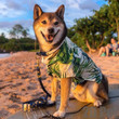 Chiffon Summer Beach Style Hawaiian Dog & Cat Shirt