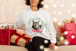 Christmas Custom dog cat rabbit pet in pretty painted wreath Sweatshirt