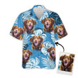Custom Leaves Pattern Short-Sleeve Hawaiian Shirt (Sea Blue Color)