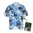 Custom Leaves & Flowers Pattern Short-Sleeve Hawaiian Shirt (Blue Color)