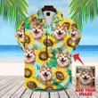 Custom Sunflower & Green Pattern Short-Sleeve Hawaiian Shirt
