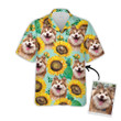 Custom Sunflower & Green Pattern Short-Sleeve Hawaiian Shirt