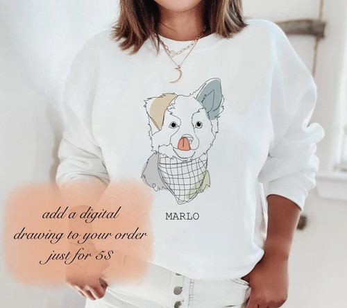 Custom Hand-Drawn Line Pet Portrait Sweatshirt