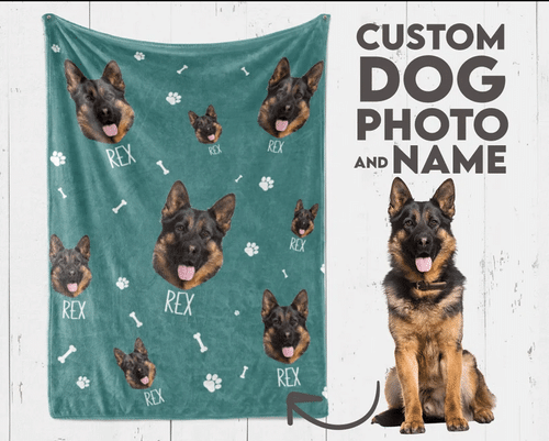 Custom Dog Blanket Face Pet Photo Blanket, Dog Cat Lover Gift Blanket
