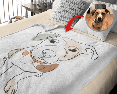 Custom Hand-Drawn Dog Pet Photo, Dog Lovers Owners Blanket