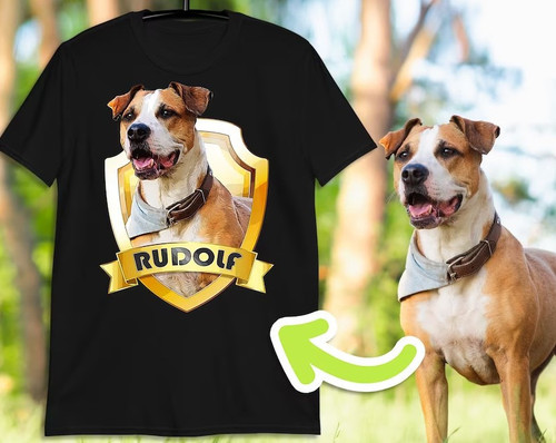 Custom Pet Portrait Shield Design Dog & Cat Shirt