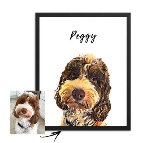 Custom Pet Portrait For Mothers Day Gift Poster Canvas