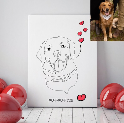 Custom Pet Line Drawing Illustration Poster, Canvas