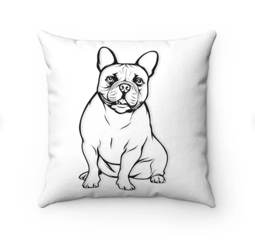 Custom Pet Portrait Drawing Outline Square Pillow Case, Dog Dad Gift