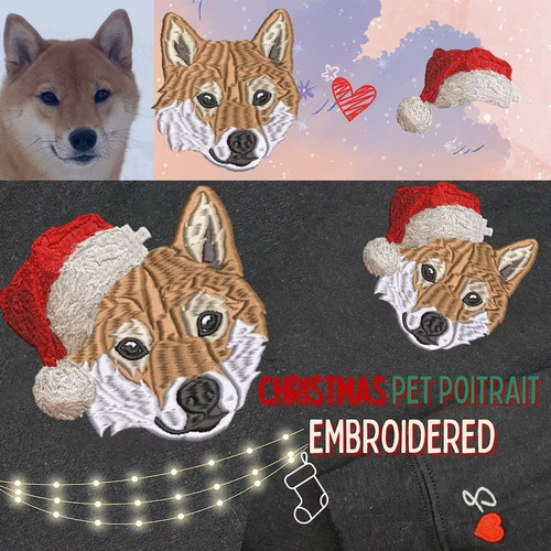 Christmas Custom Embroidered Pet Dog Cat Santa Hat Shirt