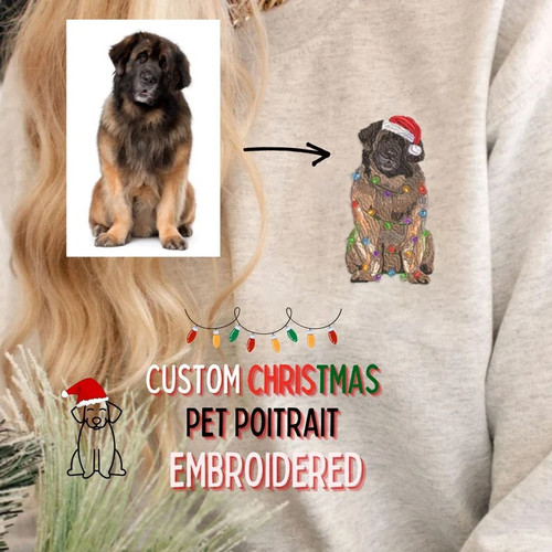 Christmas Custom Embroidered Pet Dog Cat Xmas Light Shirt