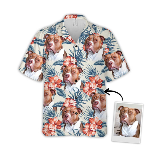 Custom Leaves & Flowers Pattern Short-Sleeve Hawaiian Shirt (White Color)