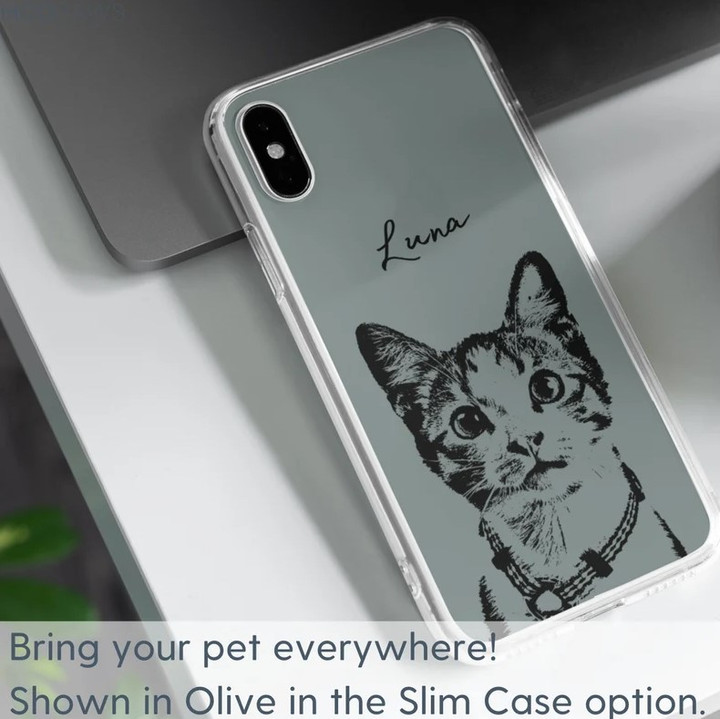 Custom Portrait Pet Phone Case Using Pet Photo + Name