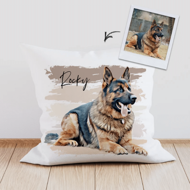 Custom Artist Pet Linen Pillow, Dog Cat Lovers Gift