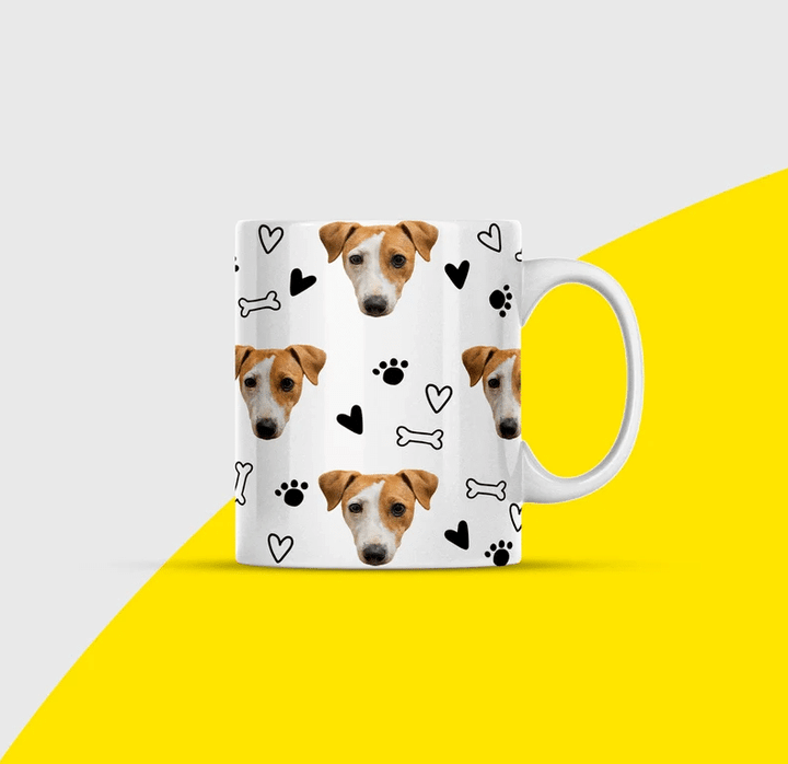 Custom Dog Cat Face Mug, Personalized Photo Pet Mug