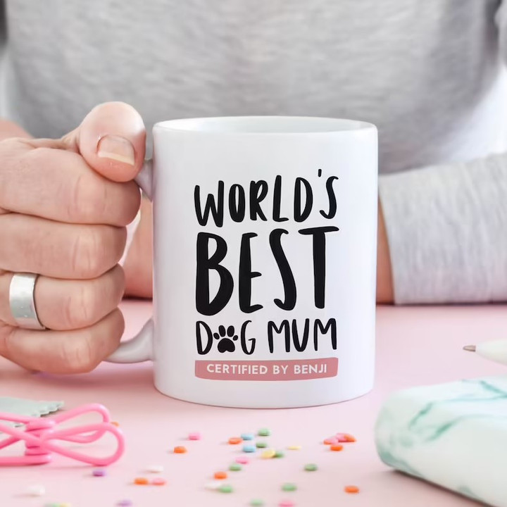 Personalised World's Best Dog Mum Mug, Dog Mum Gift, Dog Lover Gift, Gift for Dog Mum