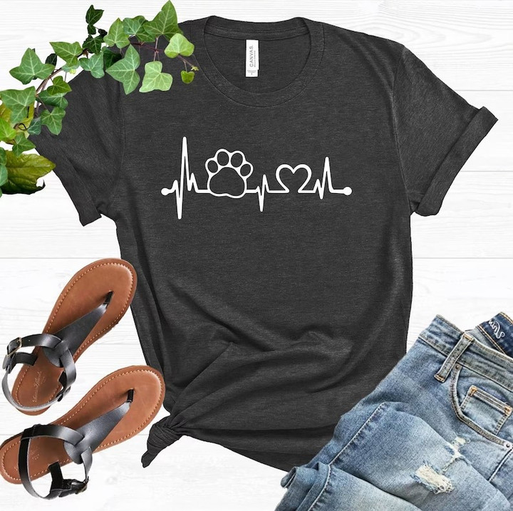 Dog Heartbeat Shirt, Paw Heartbeat Shirt