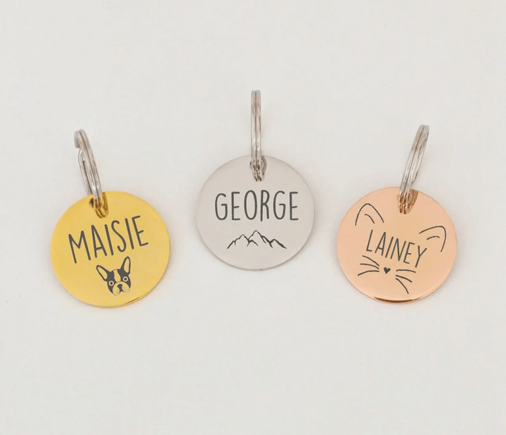 Custom Pet Tag, Dog Name Tag, Cat Collar Tag, Tags Round For Dogs