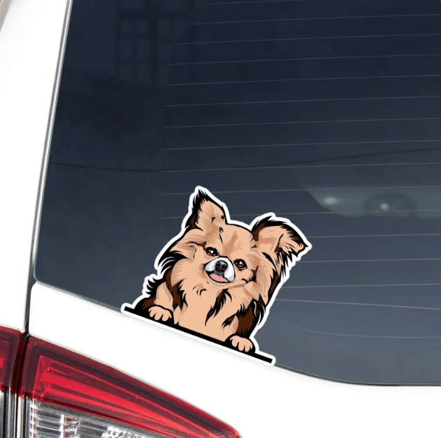Peeking Chocolate Chihuahua Dog Car Window Laptop Bottle Sticker Decal