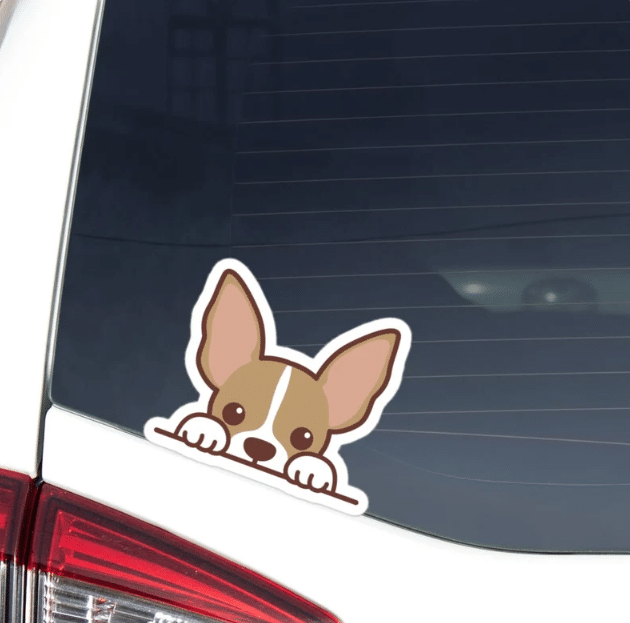 Beige Cute Chihuahua Dog Car Window Laptop Bottle Sticker Decal