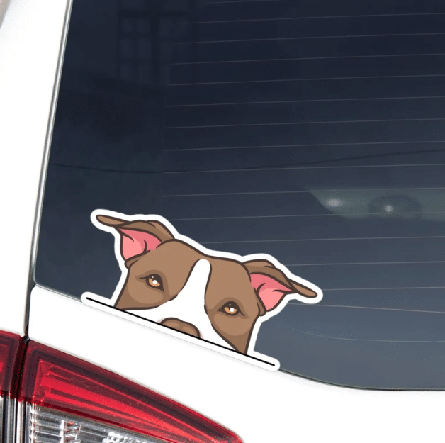 Brown Pitbull Dog Car Window Laptop Bottle Sticker Decal