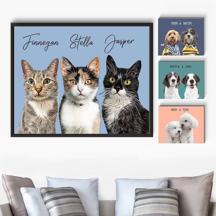 Personalized pet portrait Canvas Poster prints