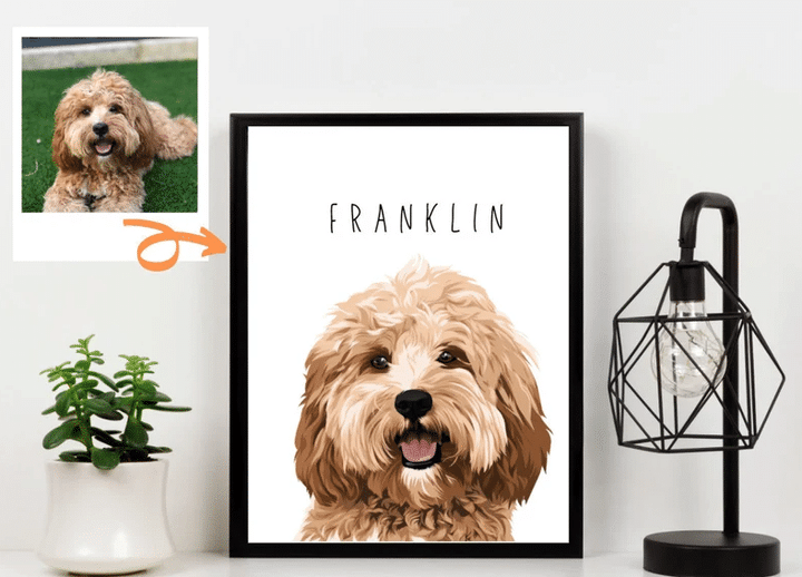 Custom Pet Portrait | Dog Portrait | Dog Dad | Pet Owner Gift Poster, Canvas