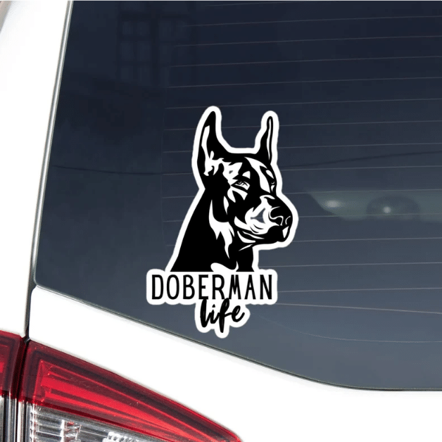 Custom Doberman Pinscher Car Window Laptop Bottle Sticker Decal