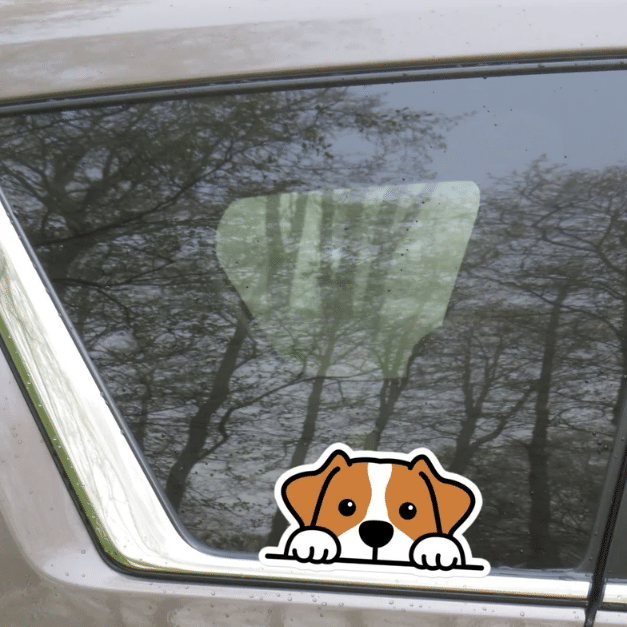 Peeking Jack Russell Terrier Car Window Laptop Bottle Sticker Decal