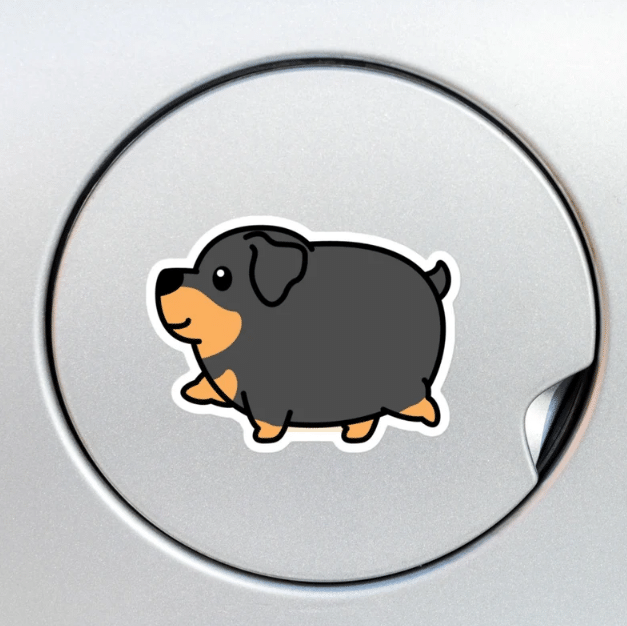 Fat Rottweiler Walking Car Window Laptop Bottle Sticker Decal