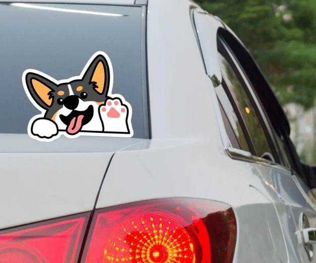 Corgi Peek Paw Car Window Laptop Bottle Sticker Decal