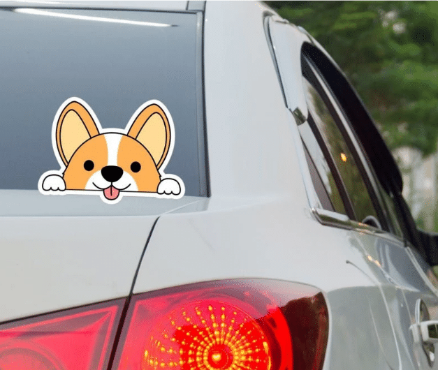 Peek Corgi Car Window Laptop Bottle Sticker Decal