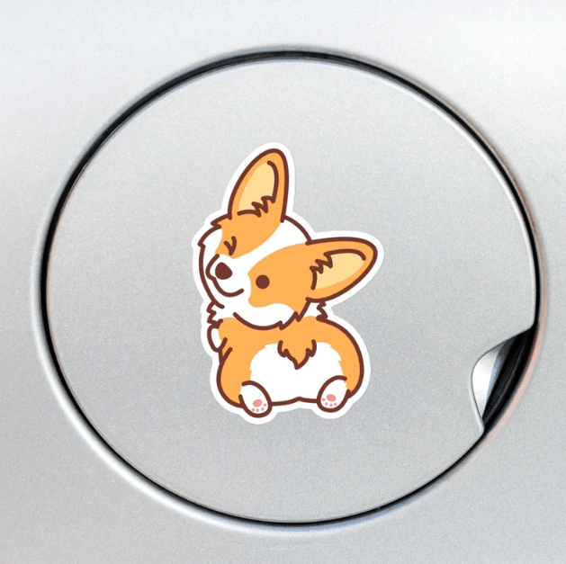 Cute Corgi Dog Winking Eye Car Window Laptop Bottle Sticker Decal