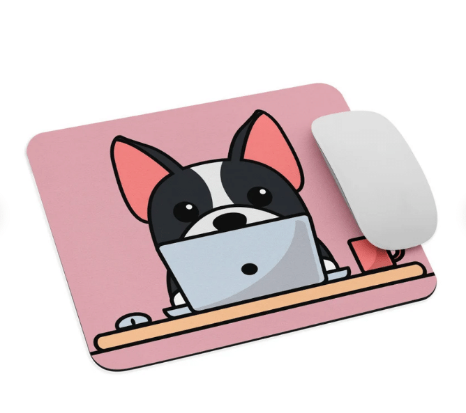 Boston Terrier Mouse Pad / Kawaii Boston Terrier Dog Gift Deskpad / Funny Laptop Accessories
