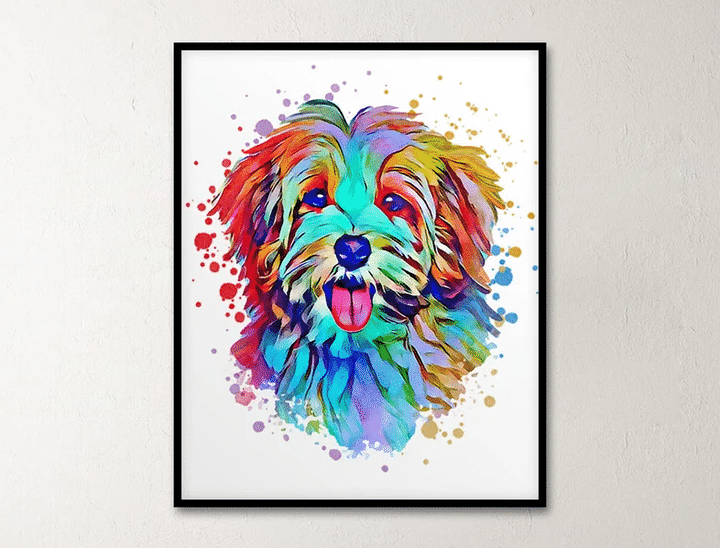 Custom Colorful Watercolor Pet Portrait, Dog/Cat Portrait Gift Poster Canvas