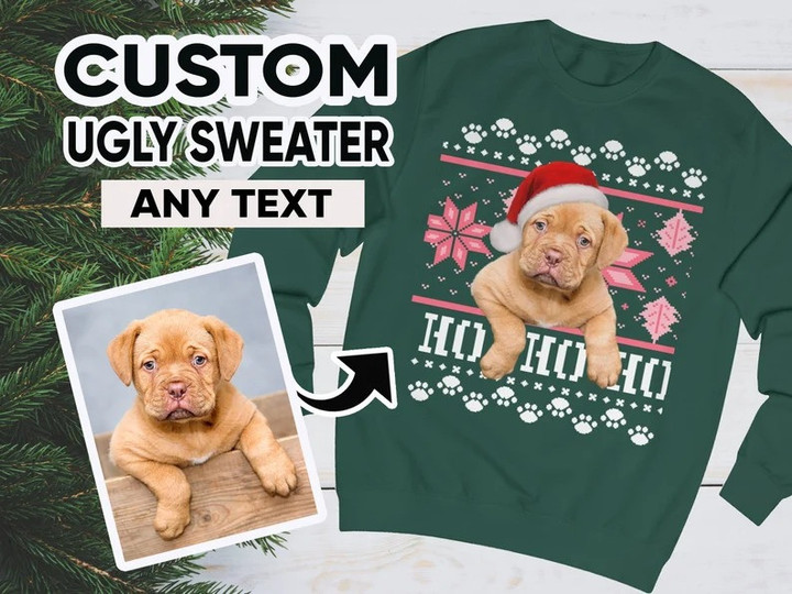 Christmas Custom Pet Santa Dog Cat on Christmas Sweatshirt