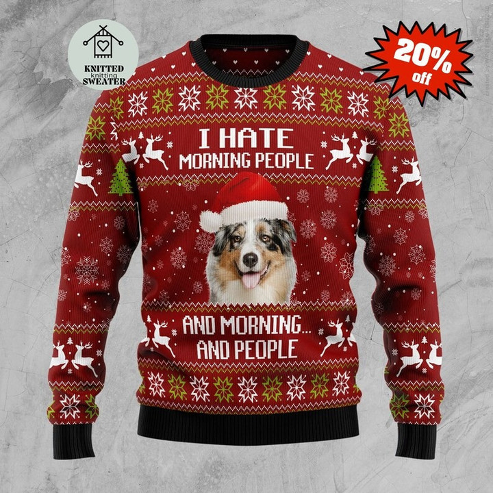 Custom Pet Face Cat Dog Hate Morning People Ugly Christmas Sweater