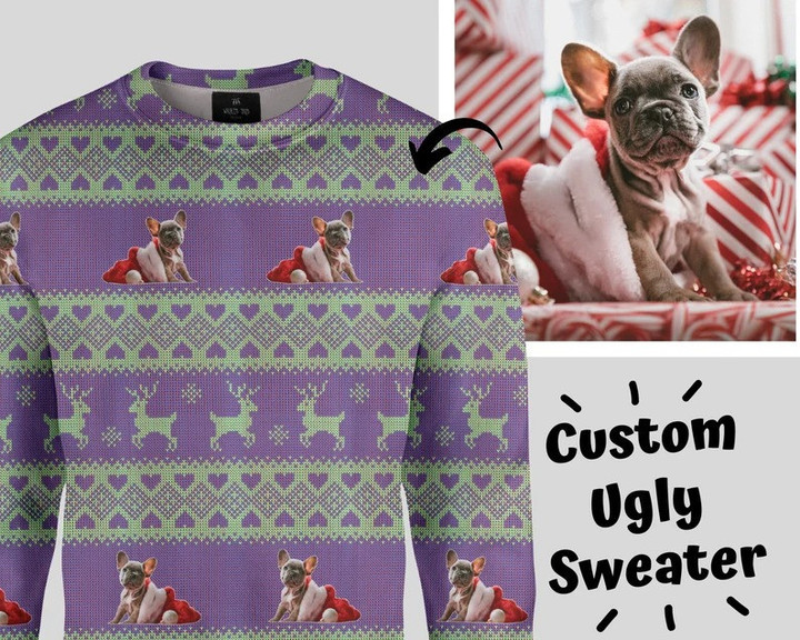 Christmas Purple & Pistachio Customized Ugly Sweater Dog Cat Ugly Sweater
