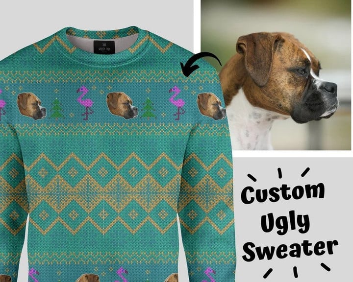 Christmas Tropical Theme Customized Ugly Sweater Dog Cat Ugly Sweater
