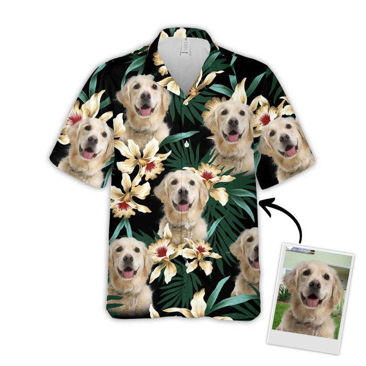 Custom Leaves & Flowers Pattern Short-Sleeve Hawaiian Shirt (Dark Green Color)