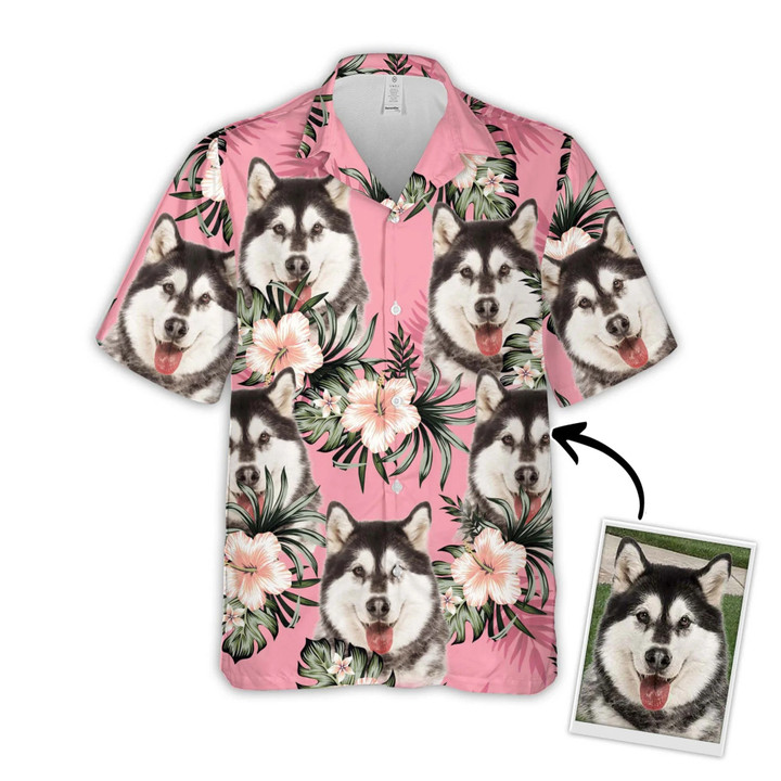 Custom Flowers Pattern Short-Sleeve Hawaiian Shirt (Pink Color)
