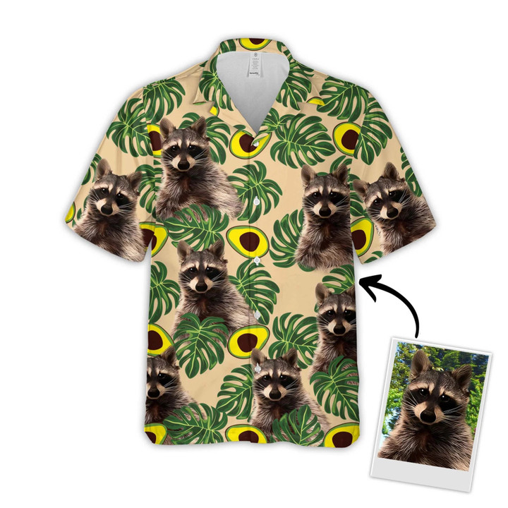 Custom Avocado & Leaves Pattern Short-Sleeve Hawaiian Shirt (Lemon Zest Color)