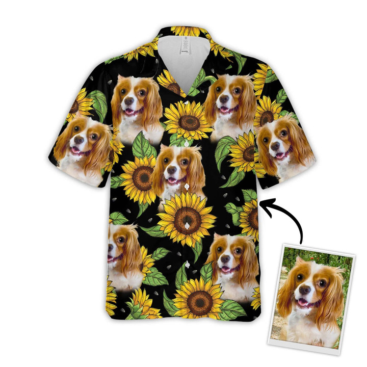Custom Sunflower & Leaves Pattern Short-Sleeve Hawaiian Shirt