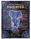 To My Special Daughter Blanket, Reach For The Stars, Gift For Daughter From Mom, Elephant Fleece Blanket - ATMTEE
