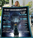 To My Granddaughter Sometimes It's Hard To Find Words Wolfs Fleece Blanket - ATMTEE