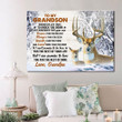To My Grandson Whenever Life Tries To Knock You Down The Rest Of Your Life, Best Gift For Grandson Deer Canvas - ATMTEE