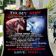 To My Son Every Day That You Are Not With Me Lion And Wolf Fleece Blanket - ATMTEE