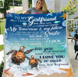 To My Girlfriend When I Looked Into Your Eyes I Didn't See Just You Turtle Fleece Blanket - ATMTEE