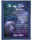 Special Gift For Son, Gift For Son, To My Son Braver Than You Believe, The Heart Of A Wolf And The Soul Dragon Fleece Blanket - ATMTEE